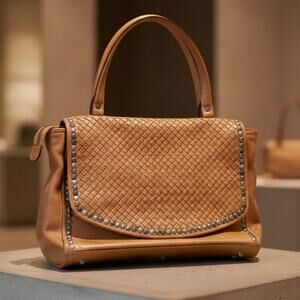 Platania Italian Leather Satchel Brown NEW